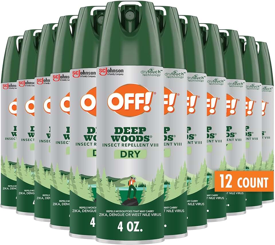 OFF! Deep Woods Dry Bug Spray Insect Repellent VIII Long Lasting Outdoor Protection from Mosquitoes and Ticks 4 Ounce (Pack of 12)