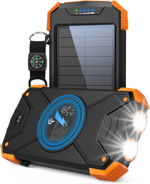 Solar-Powered Power Bank with Qi Wireless Charger